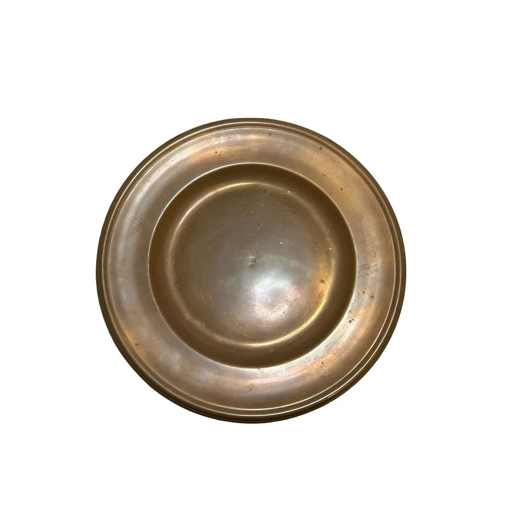 Vintage Copper Charger Plate Round 12 Inch Decorative Footed Plate